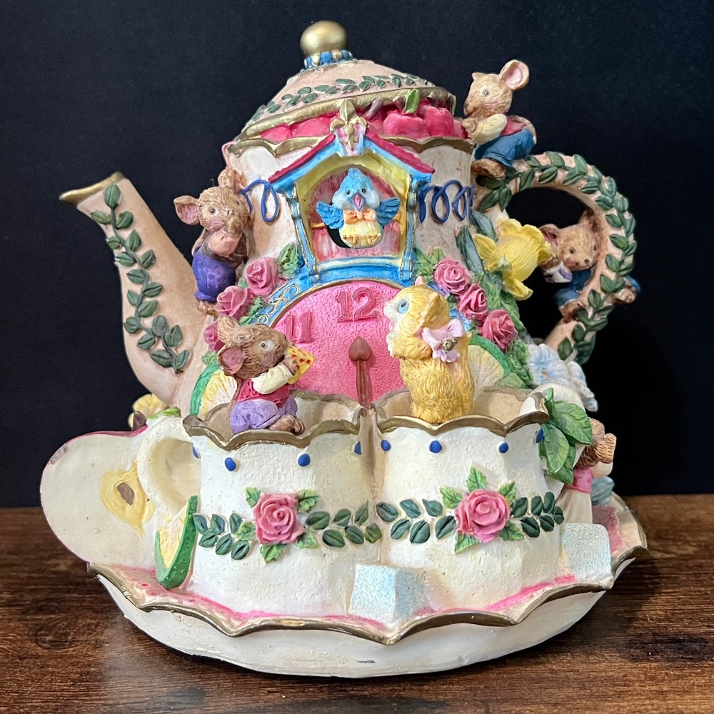 Animated Mouse Teapot Music Box "Tea For Two" - Picture 3 of 16
